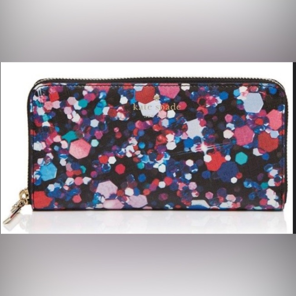 Kate Spade Wallet: zip around, paint splatter pattern